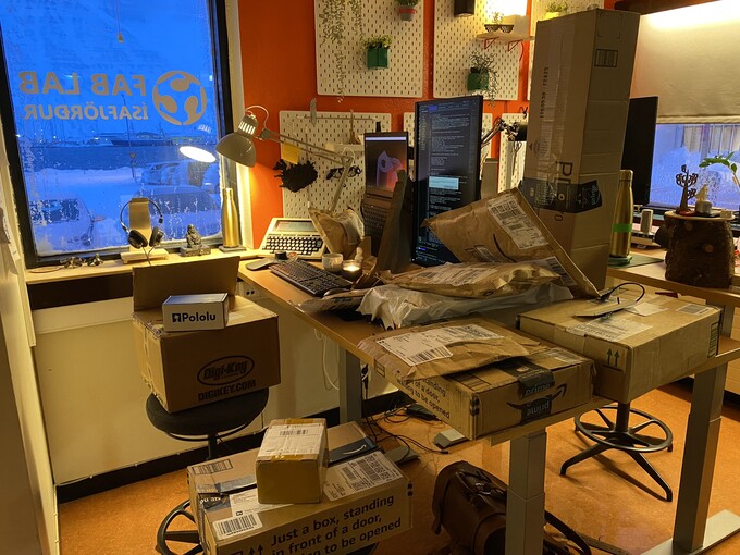 Desk full of parcels