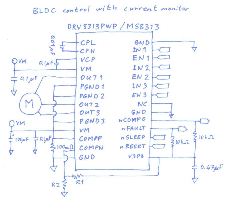 Hand drawn schematic for current monitoring