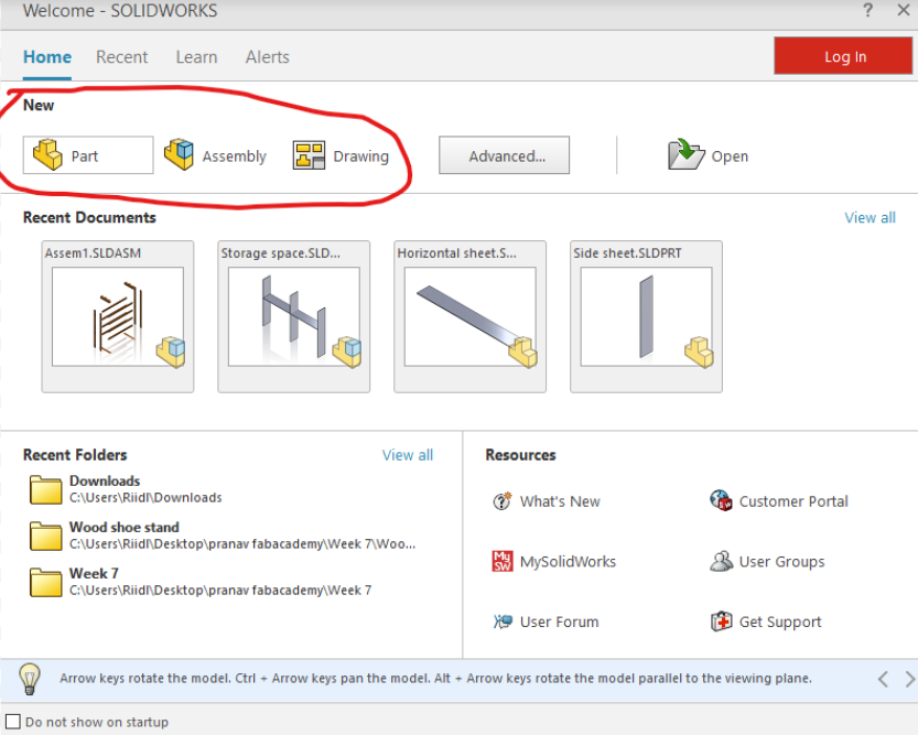 Solidworks new file