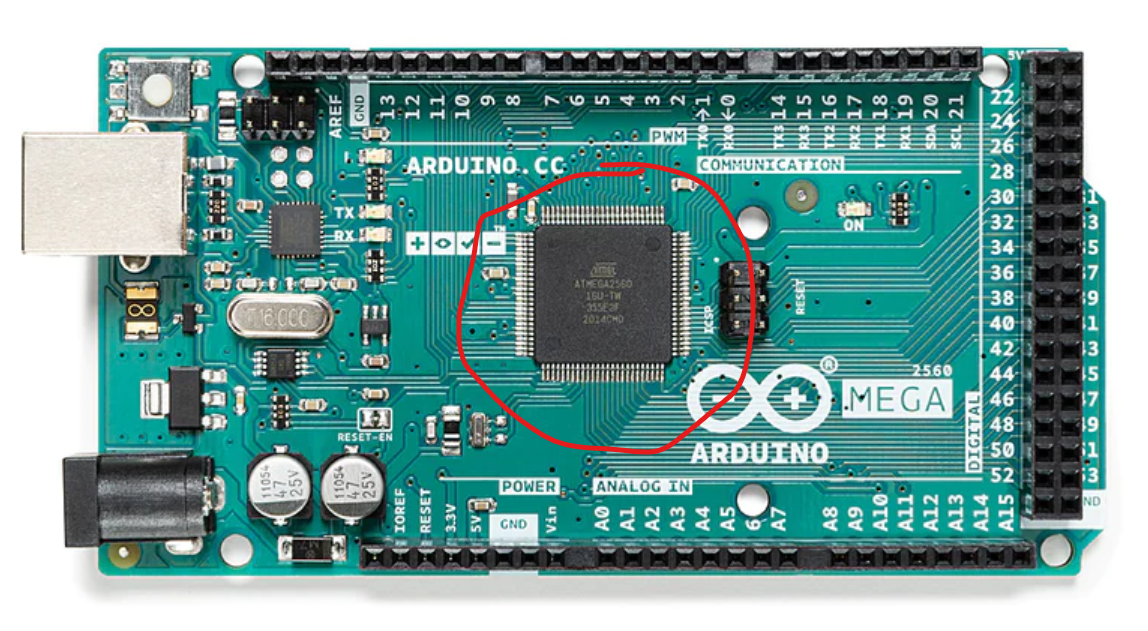 microcontroller ATmega2560 in Arduino Mega