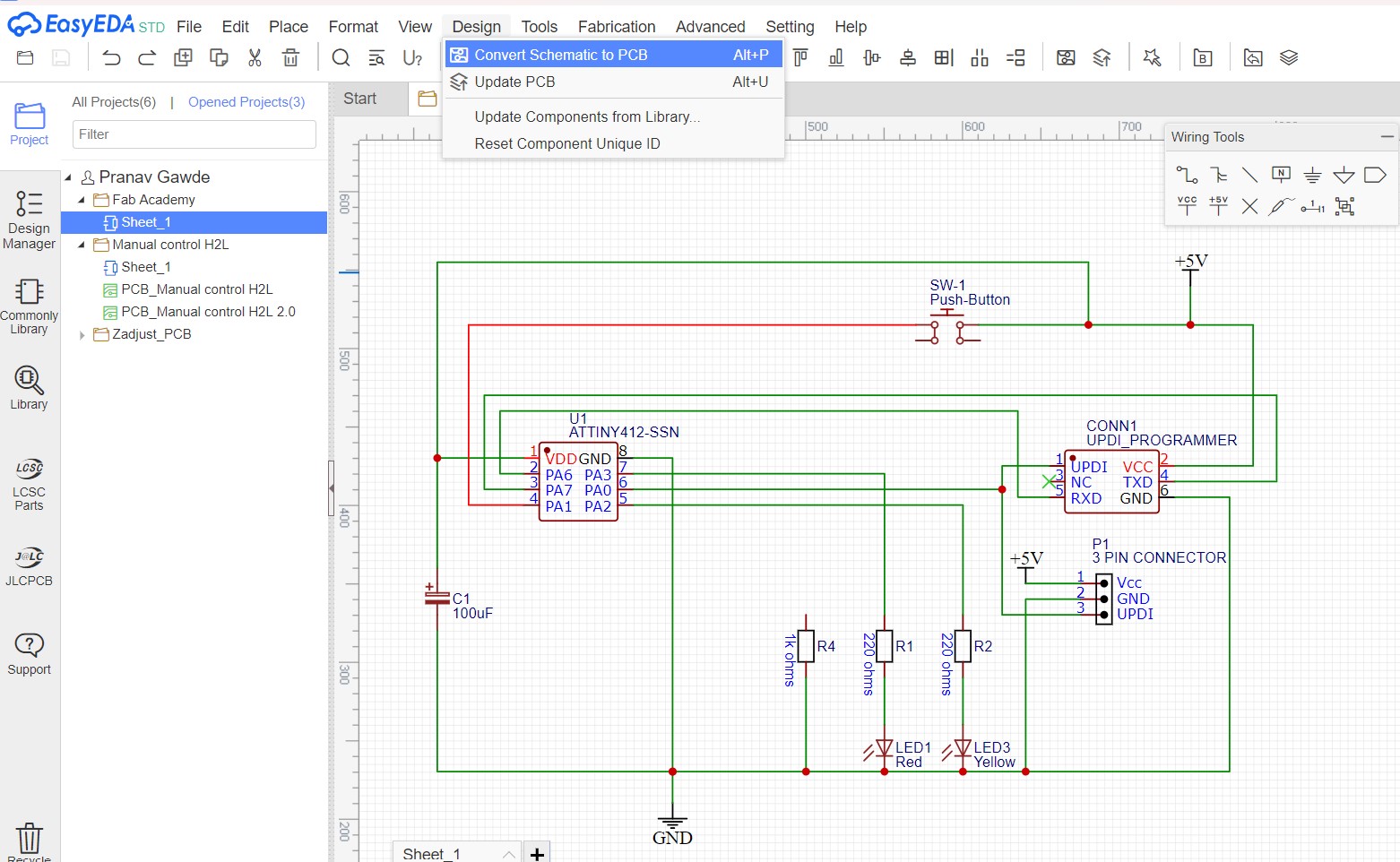 Convert schematic to PCB