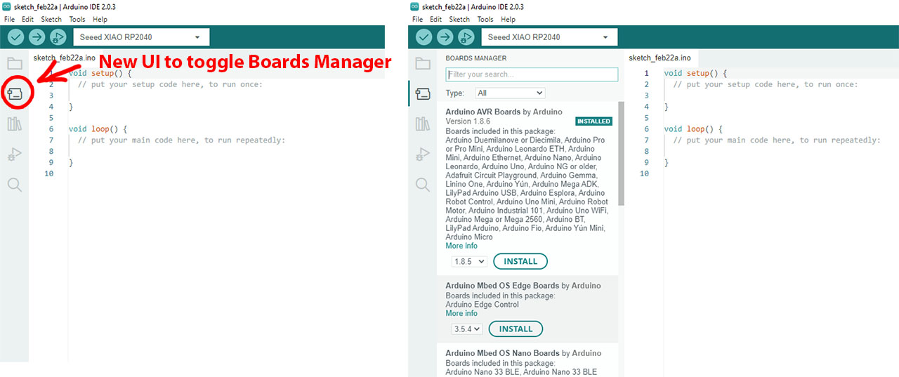 New Arduino IDE Board Manager