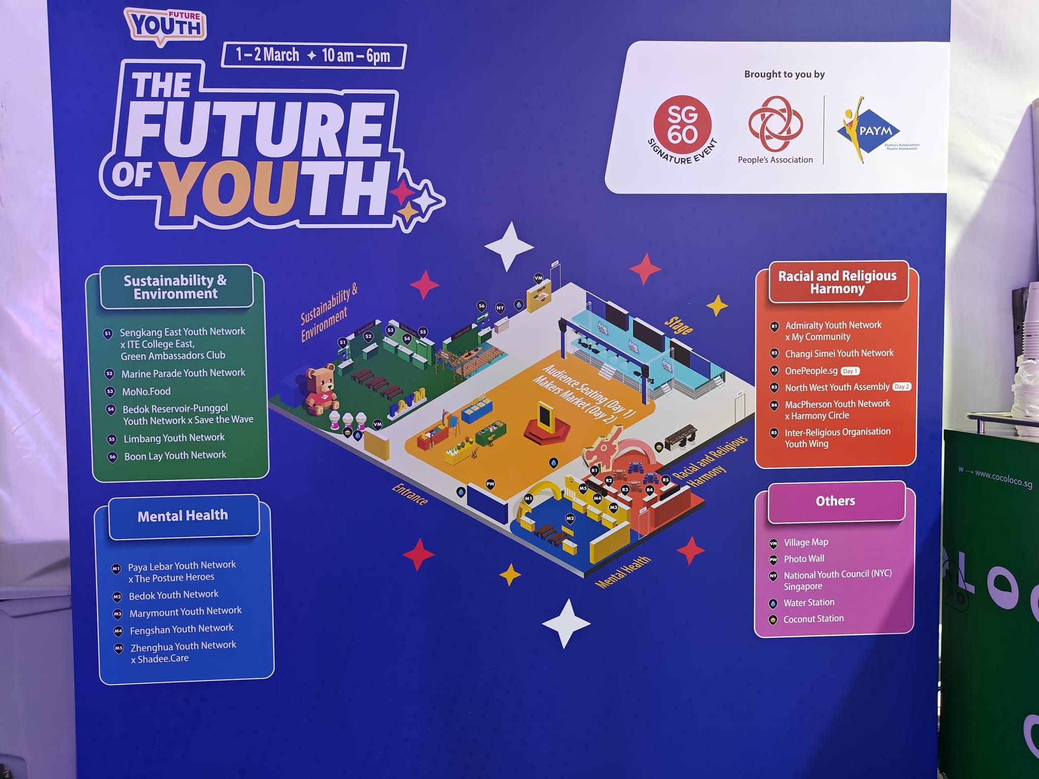 The Future of Youth exhibition panel presenting themes and activities across the event