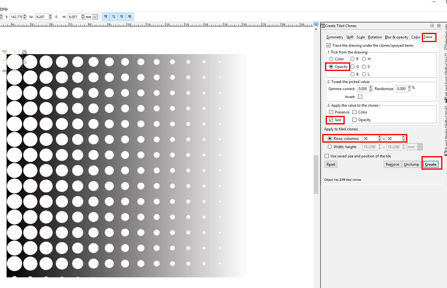 Clone copy gradient