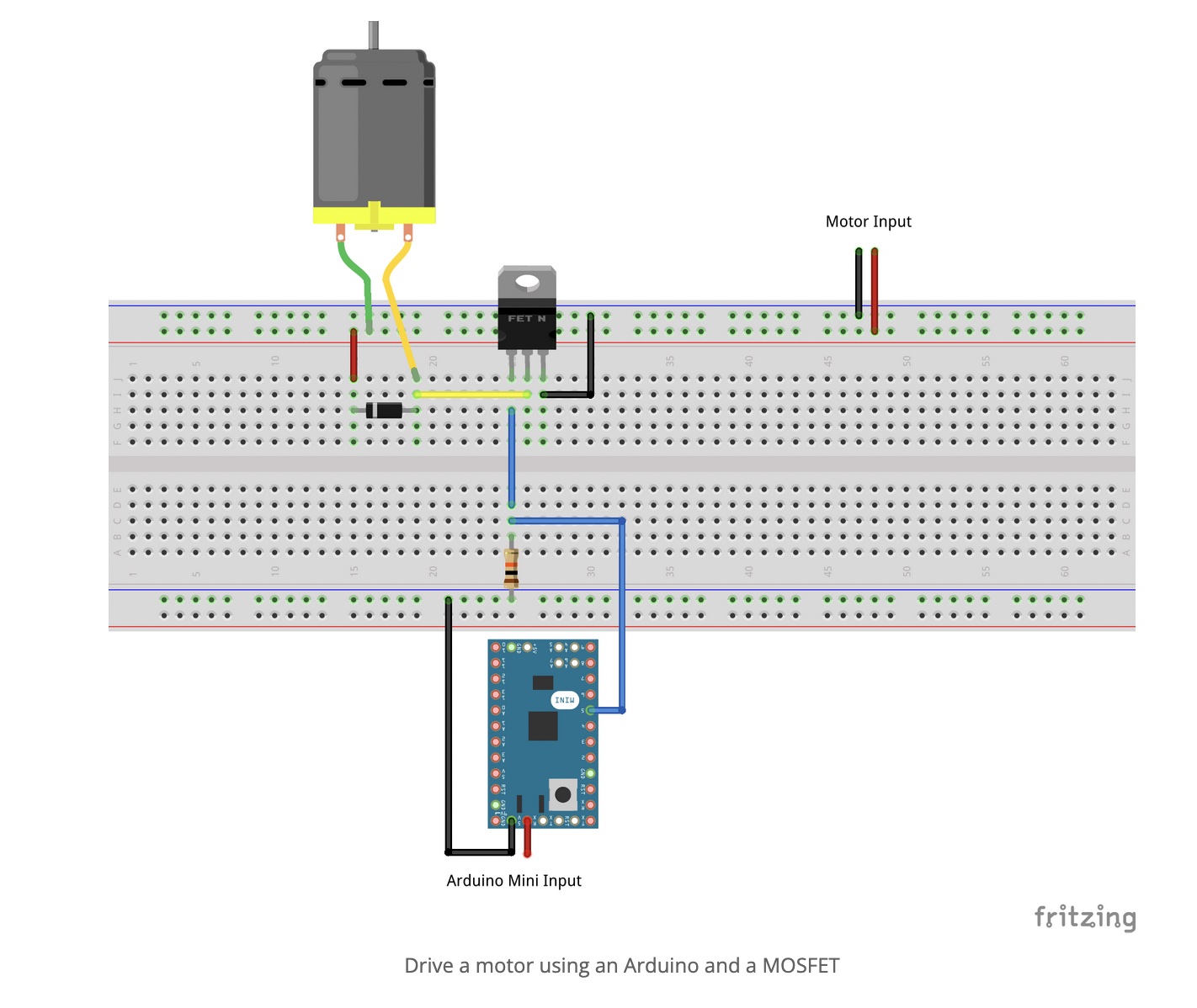 circuit control dc motor with n mosfet