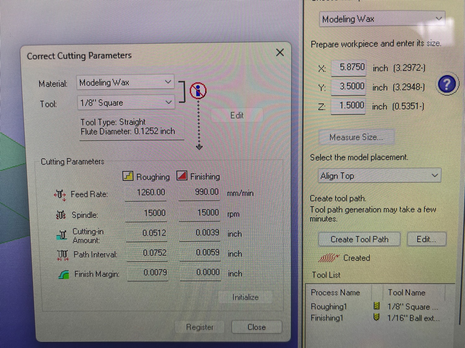 SRP settings for rough cut