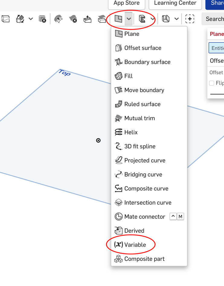 onshape variable