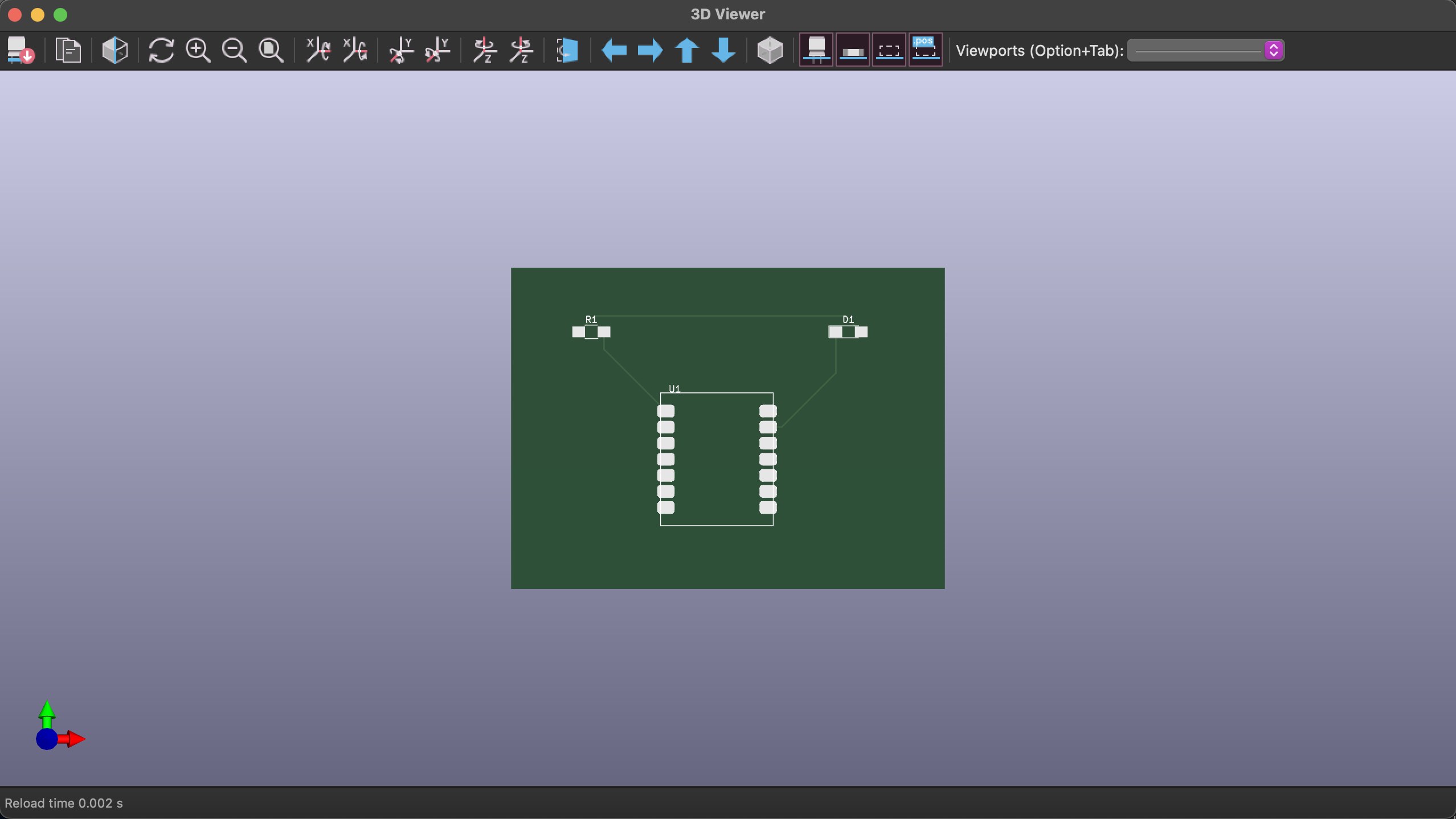 3D view of PCB