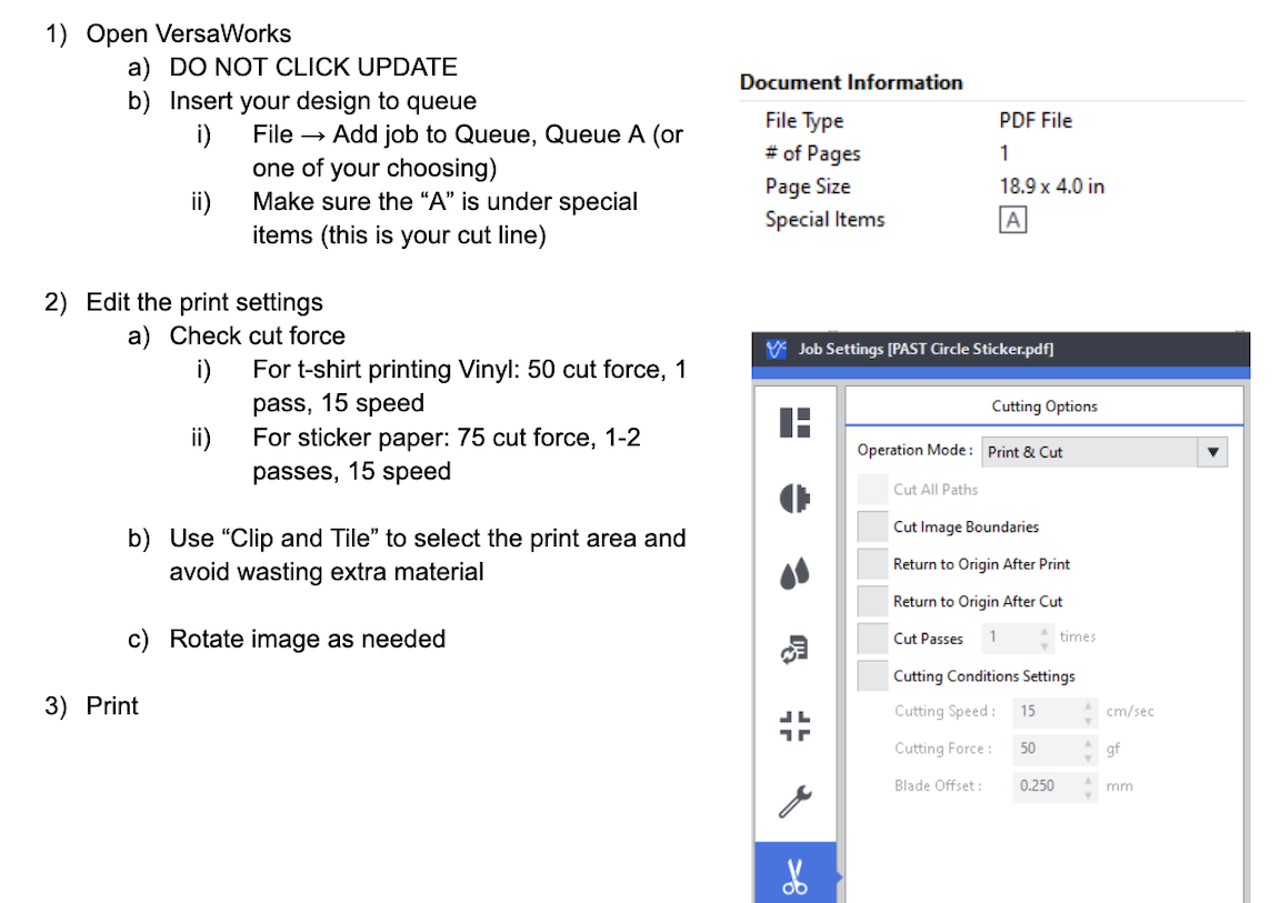 Photo of Printing Instructions