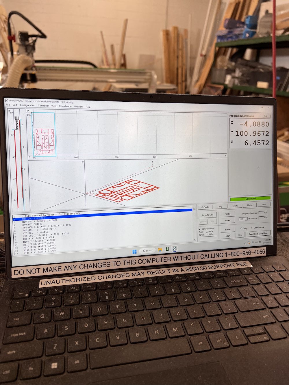 Opened file in Velocity CNC app