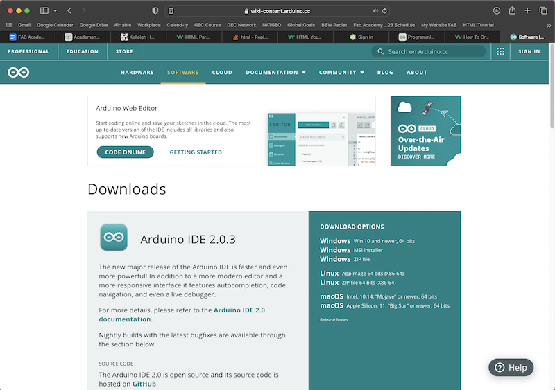 Arduino IDE Download page