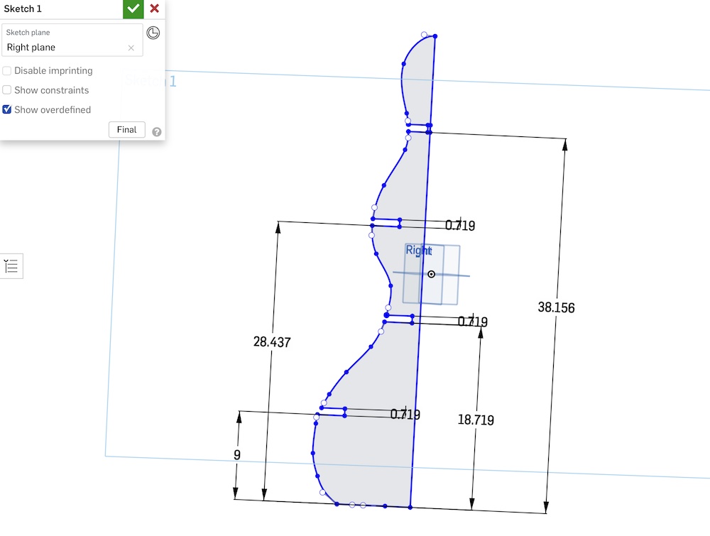 First sketch of side panel