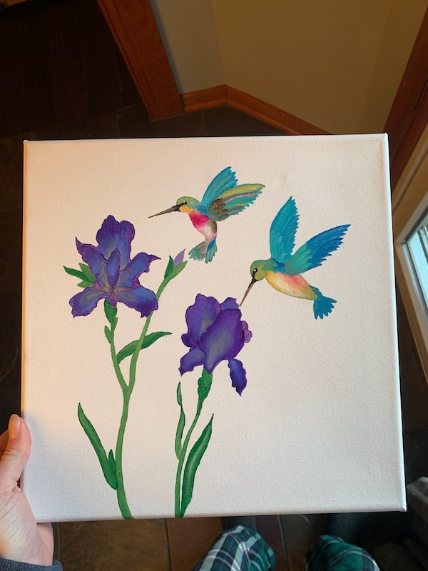 Hummingbird painting for grandmother.