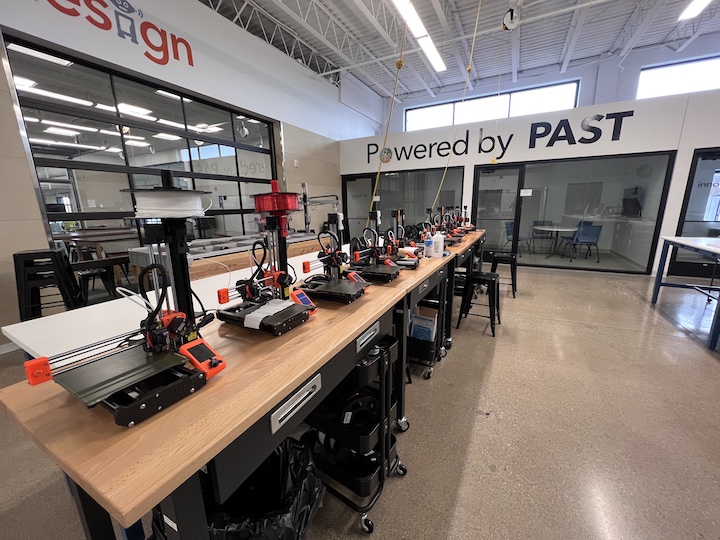 Line of printers at PAST Innovation Lab