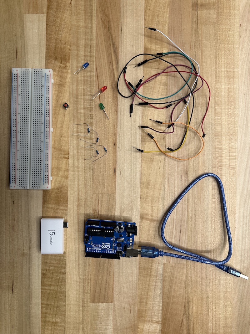 The materials I used for the breadboard