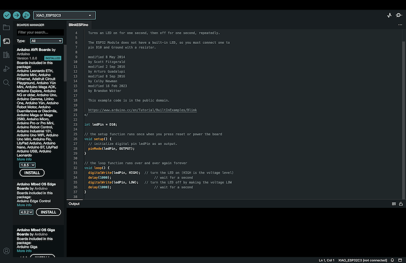Screenshot of Arduino IDE