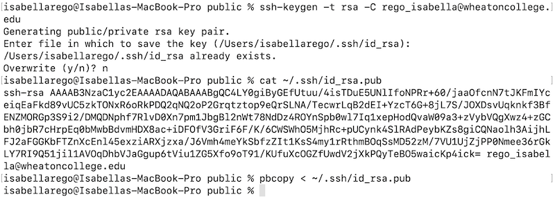 Screenshot of SSH commands