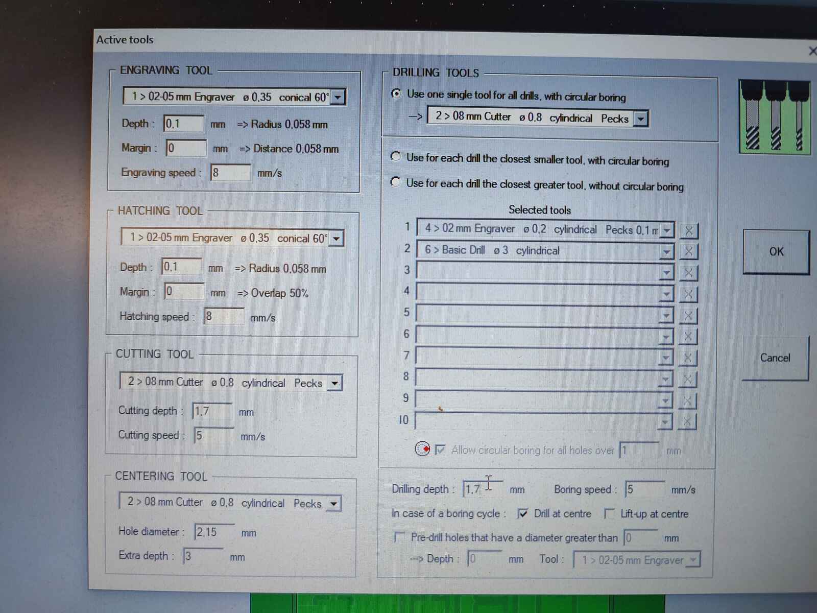 final tool settings