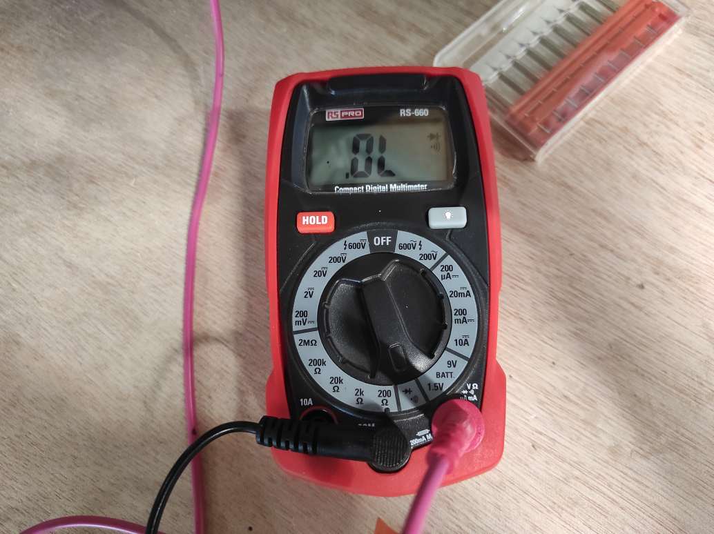 Multimeter on the continuity test function