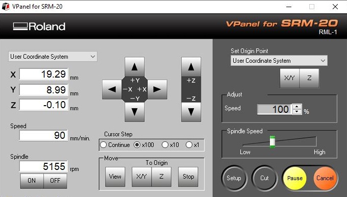 Vpanel during the milling