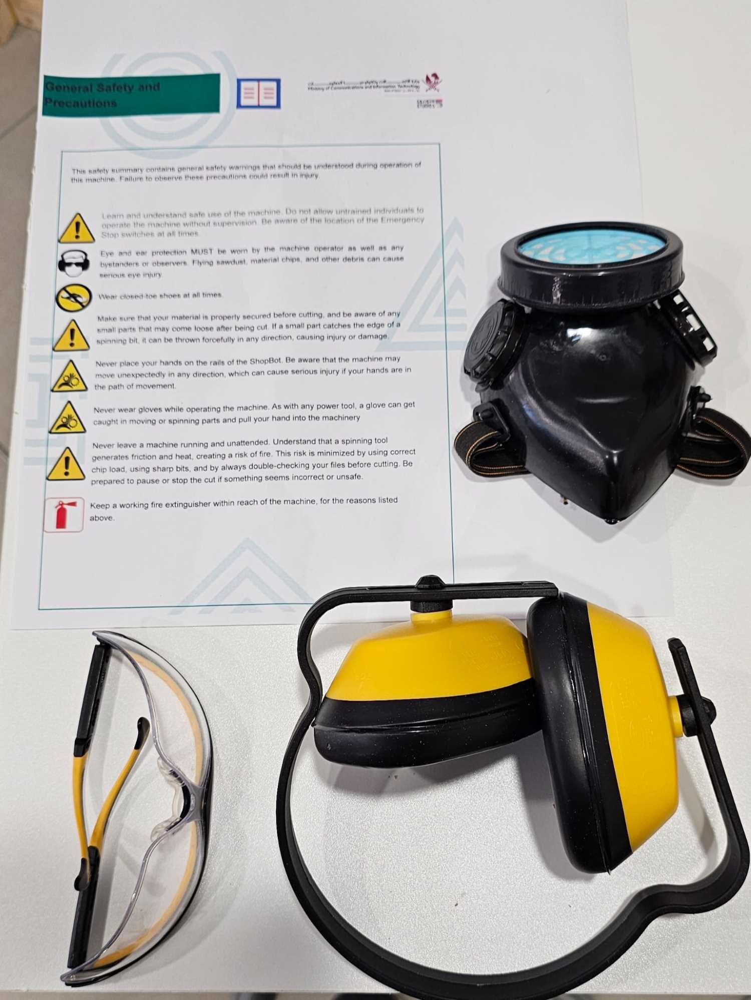 A picture of the PPE used