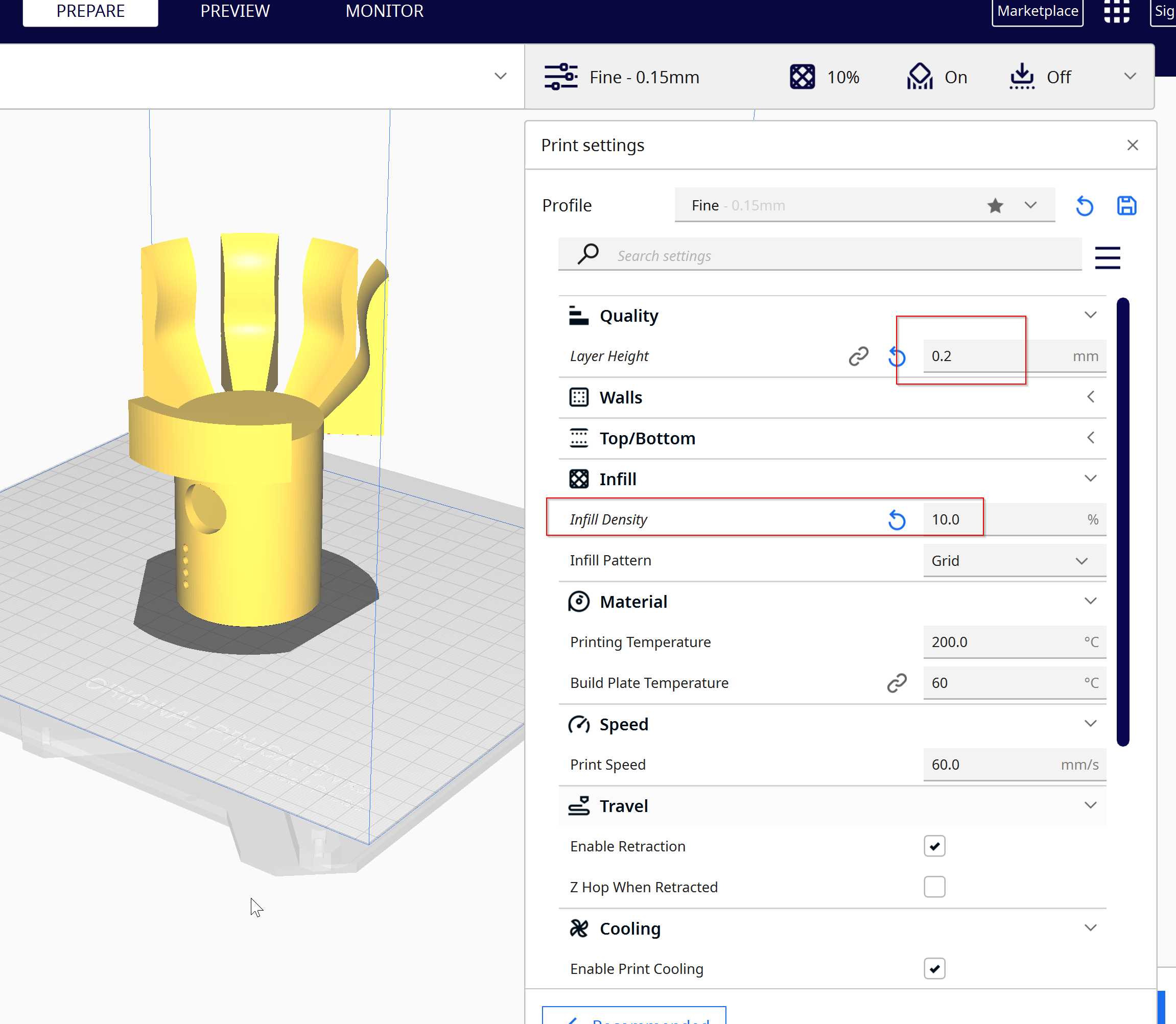 Slicer settings 