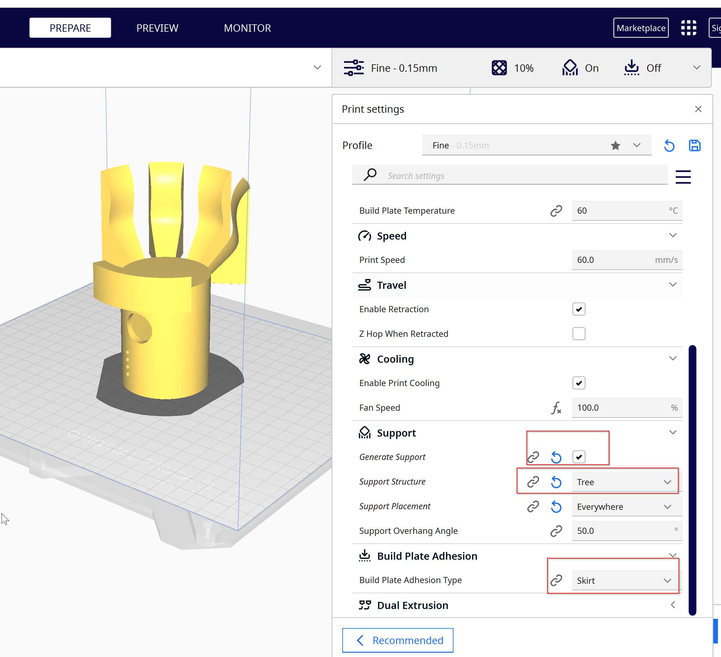 Slicer settings 