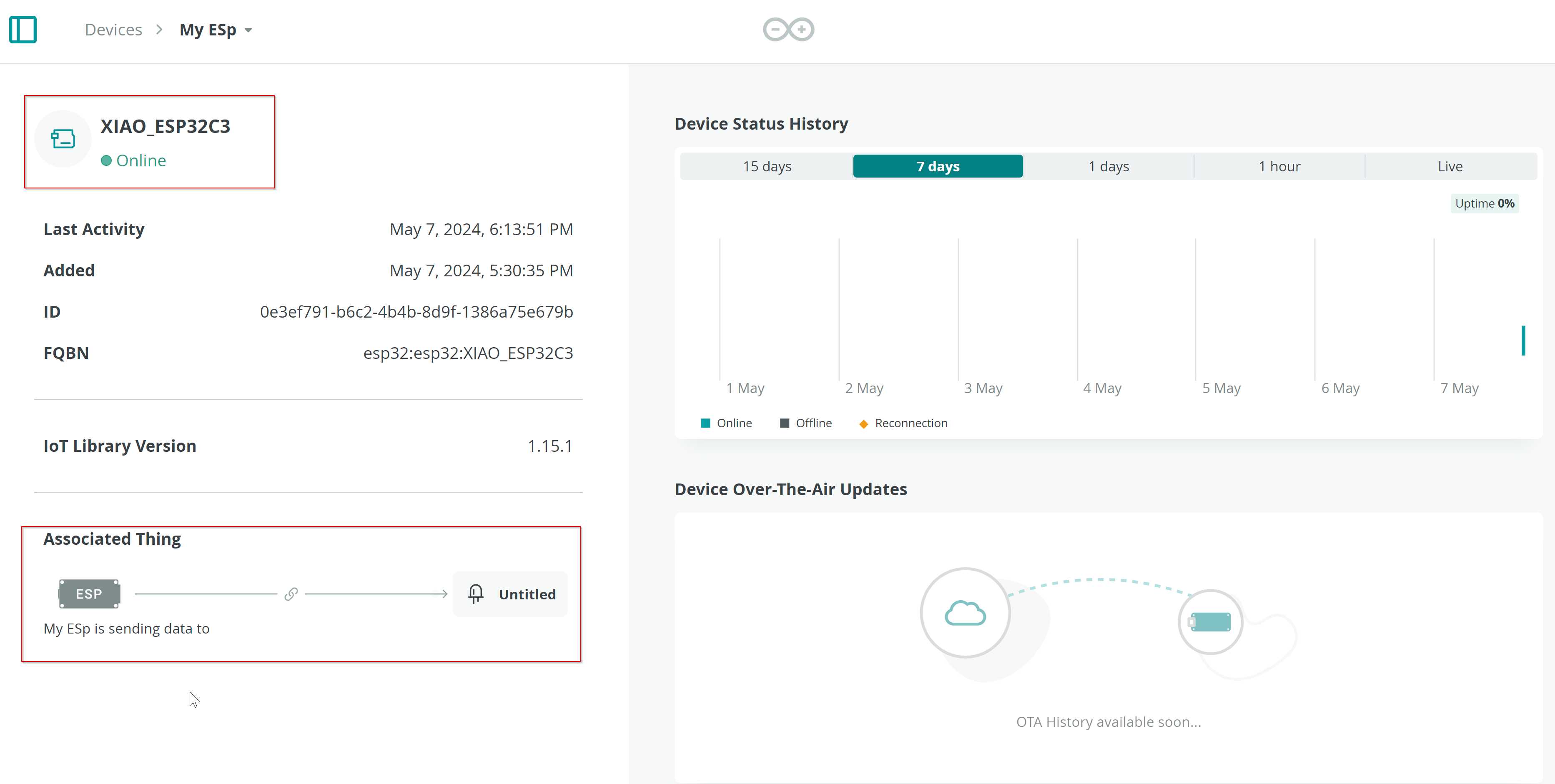 Device status page