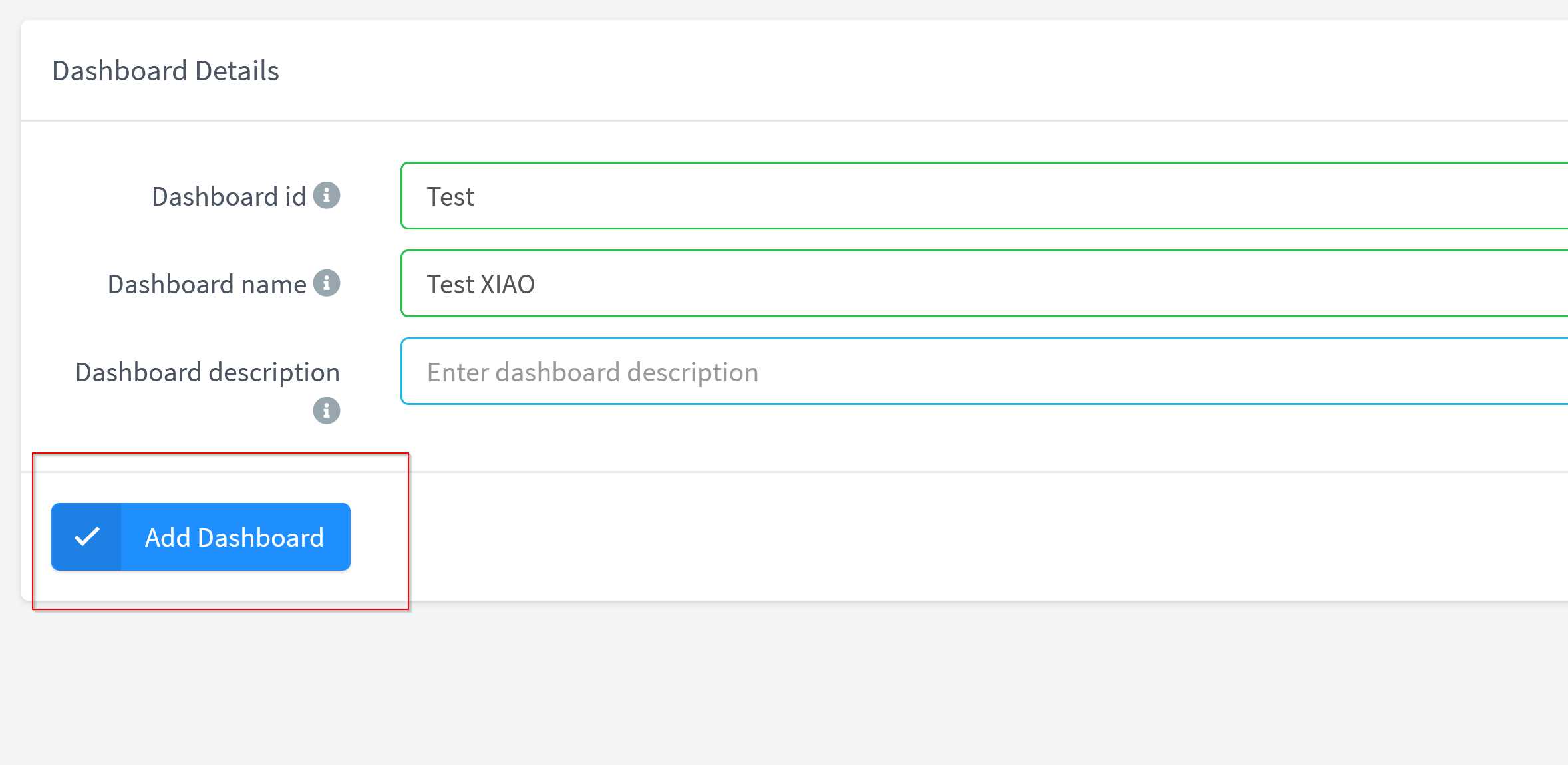 Device dashboard creation