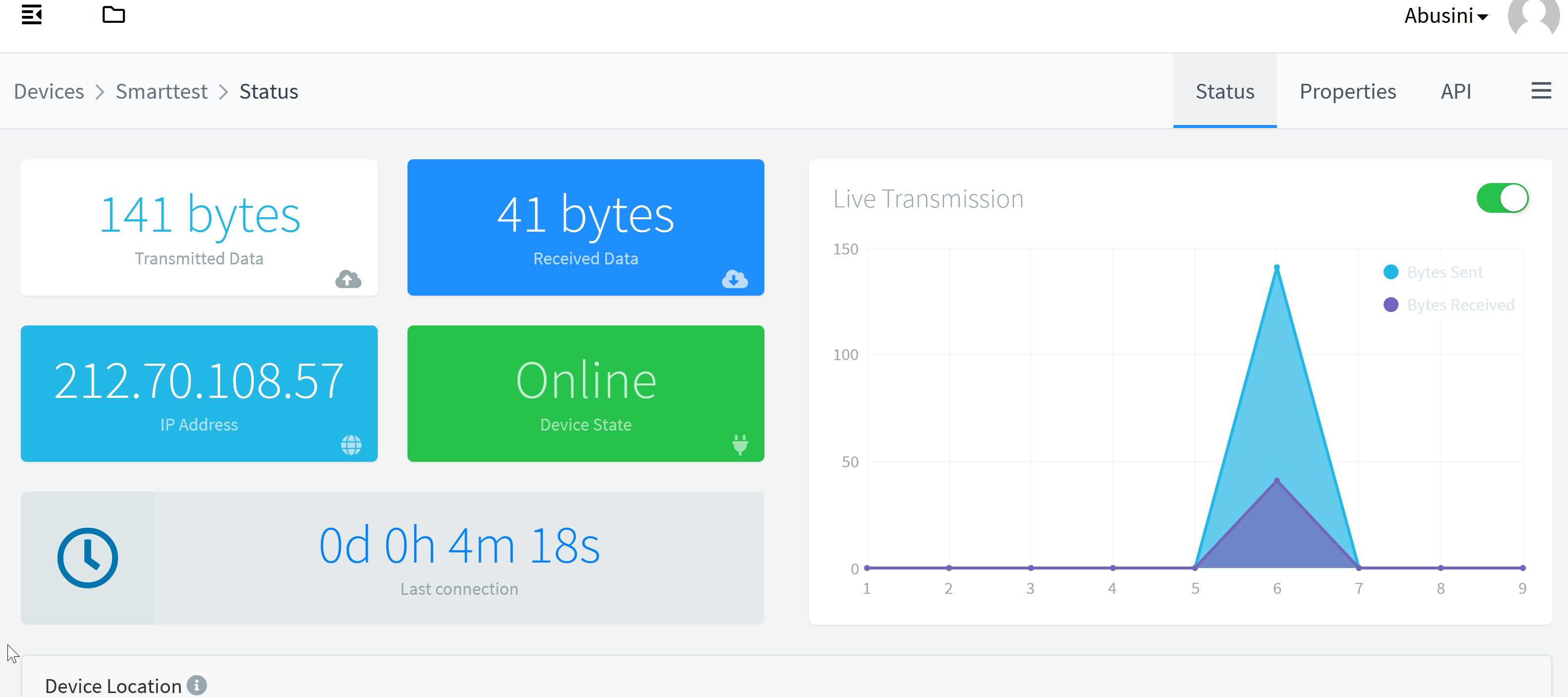 Device status dashboard 