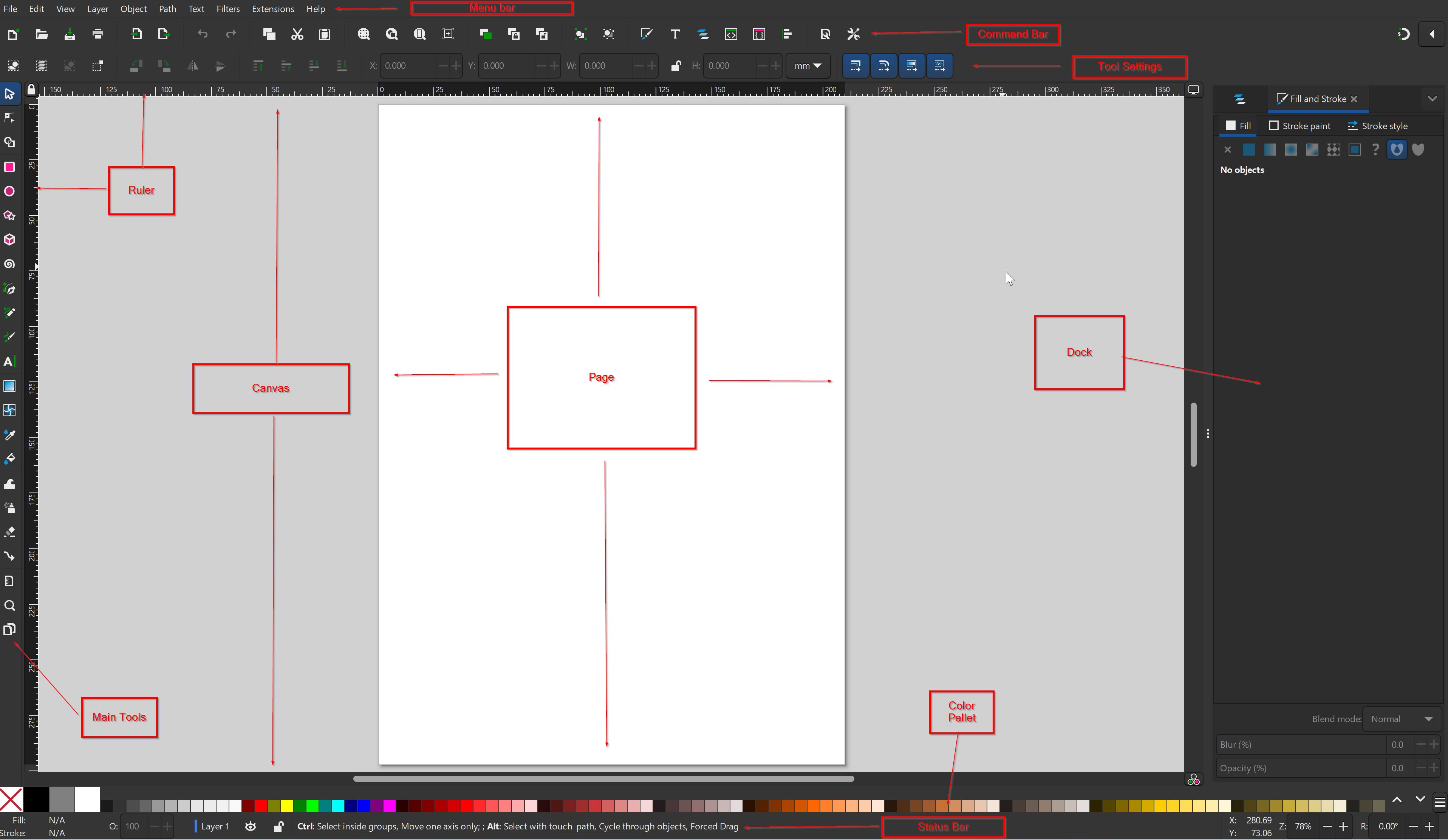 Inkscape layout described