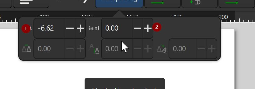 Text Spacing settings