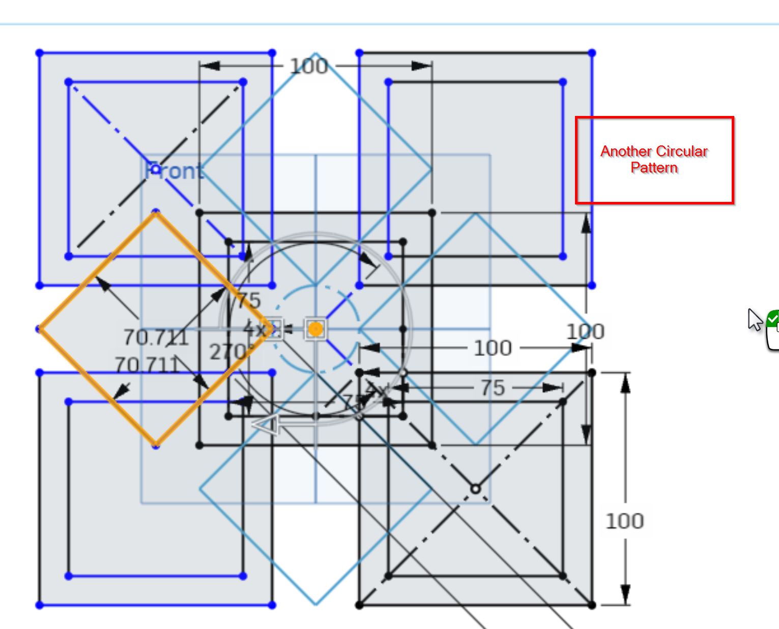 Circular pattern for the other square