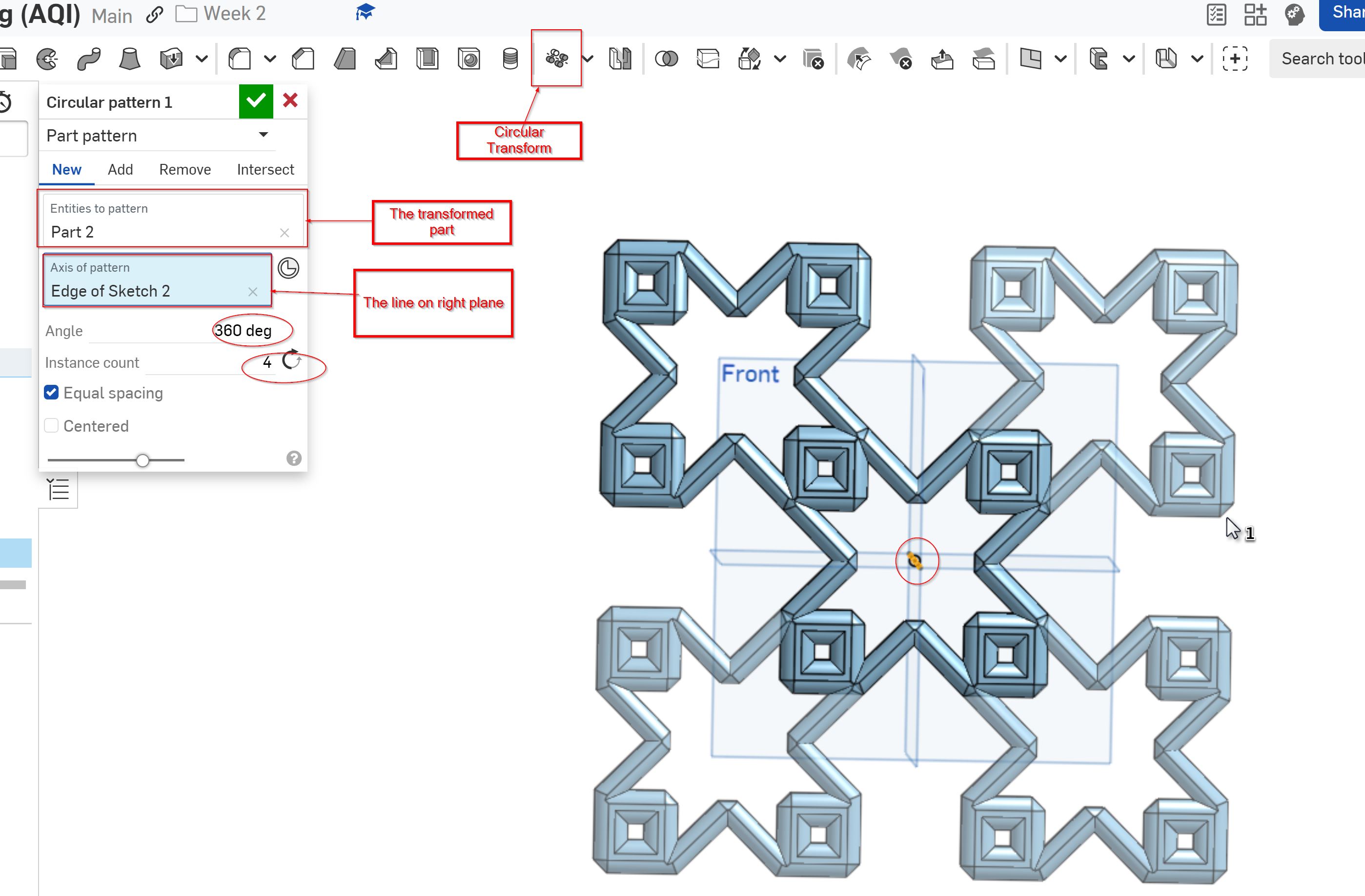 3D circular pattern Transform