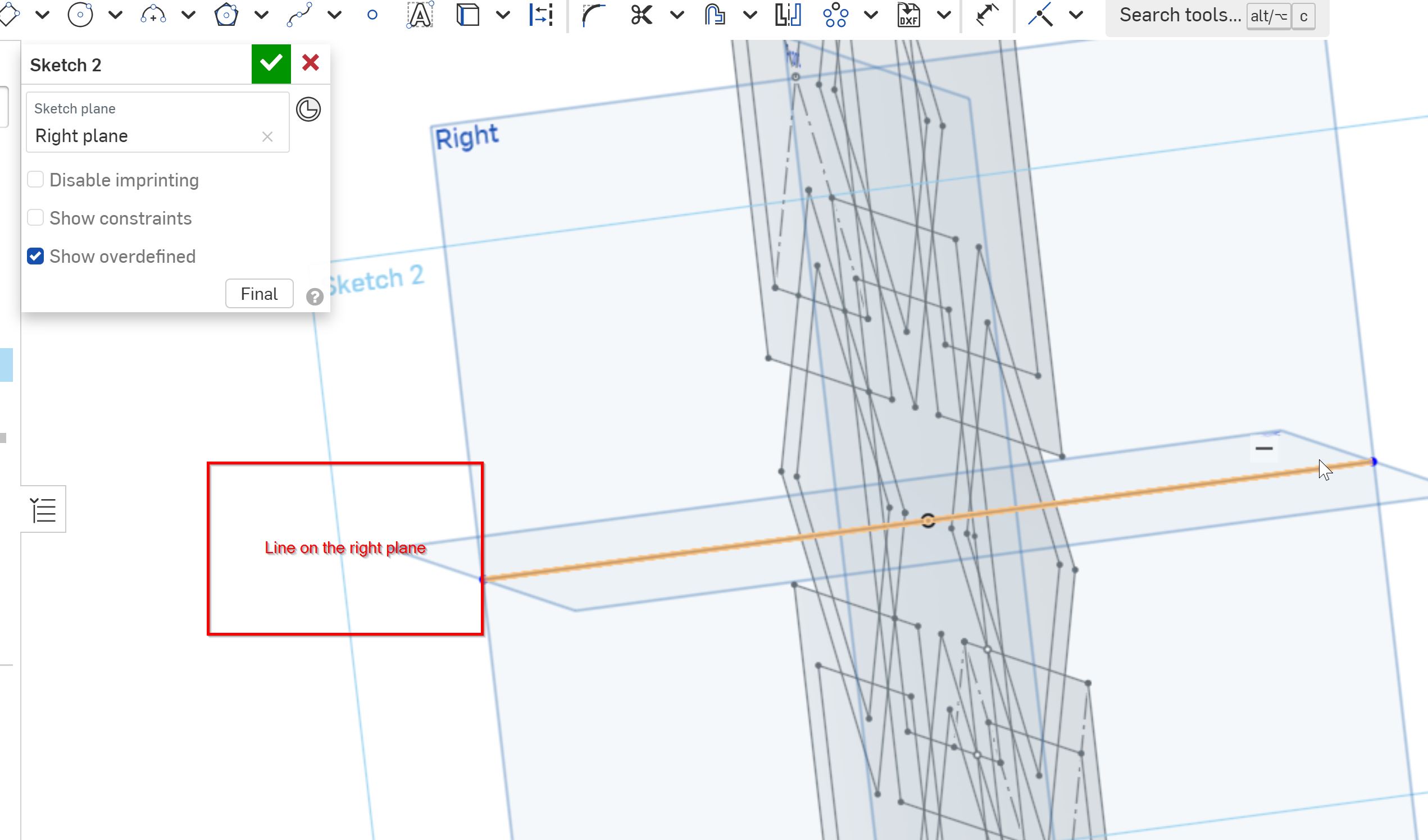 Line On right plane 