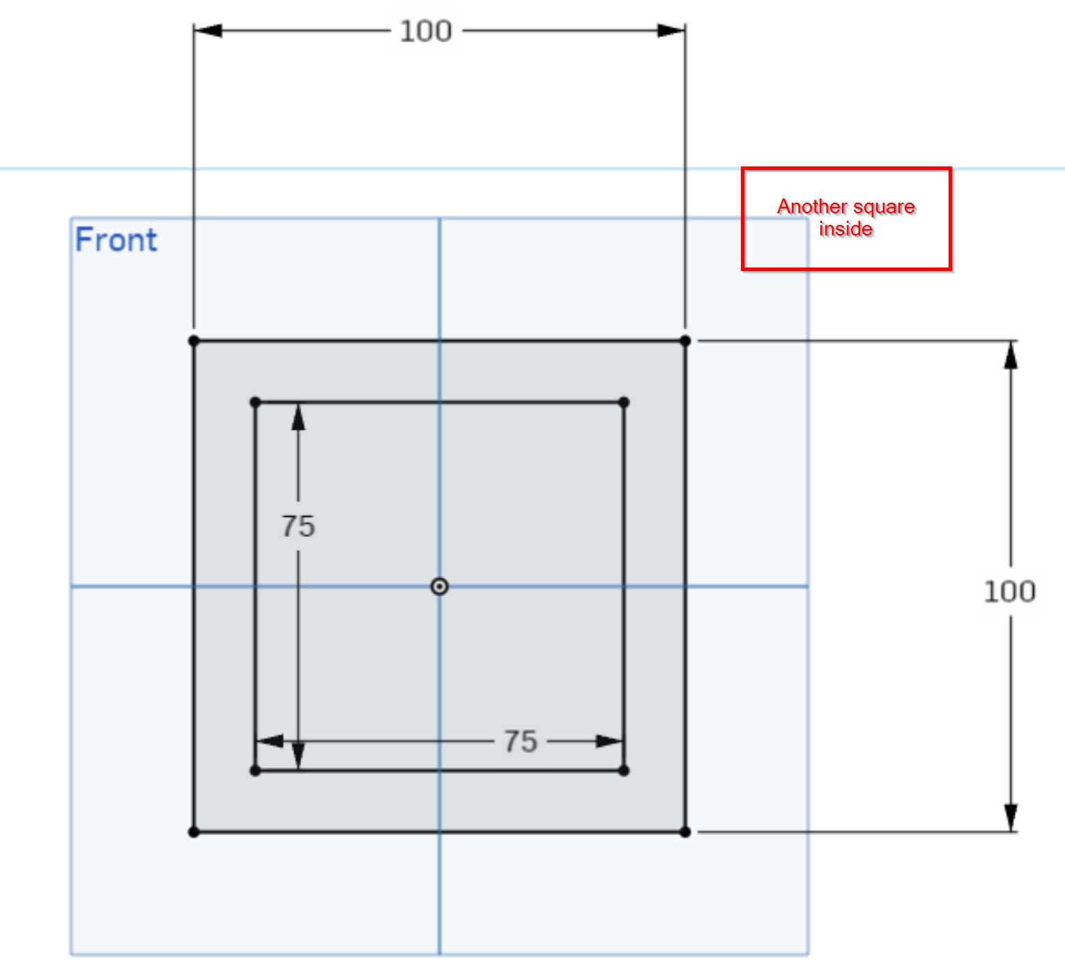 Squre inside another with dimension 