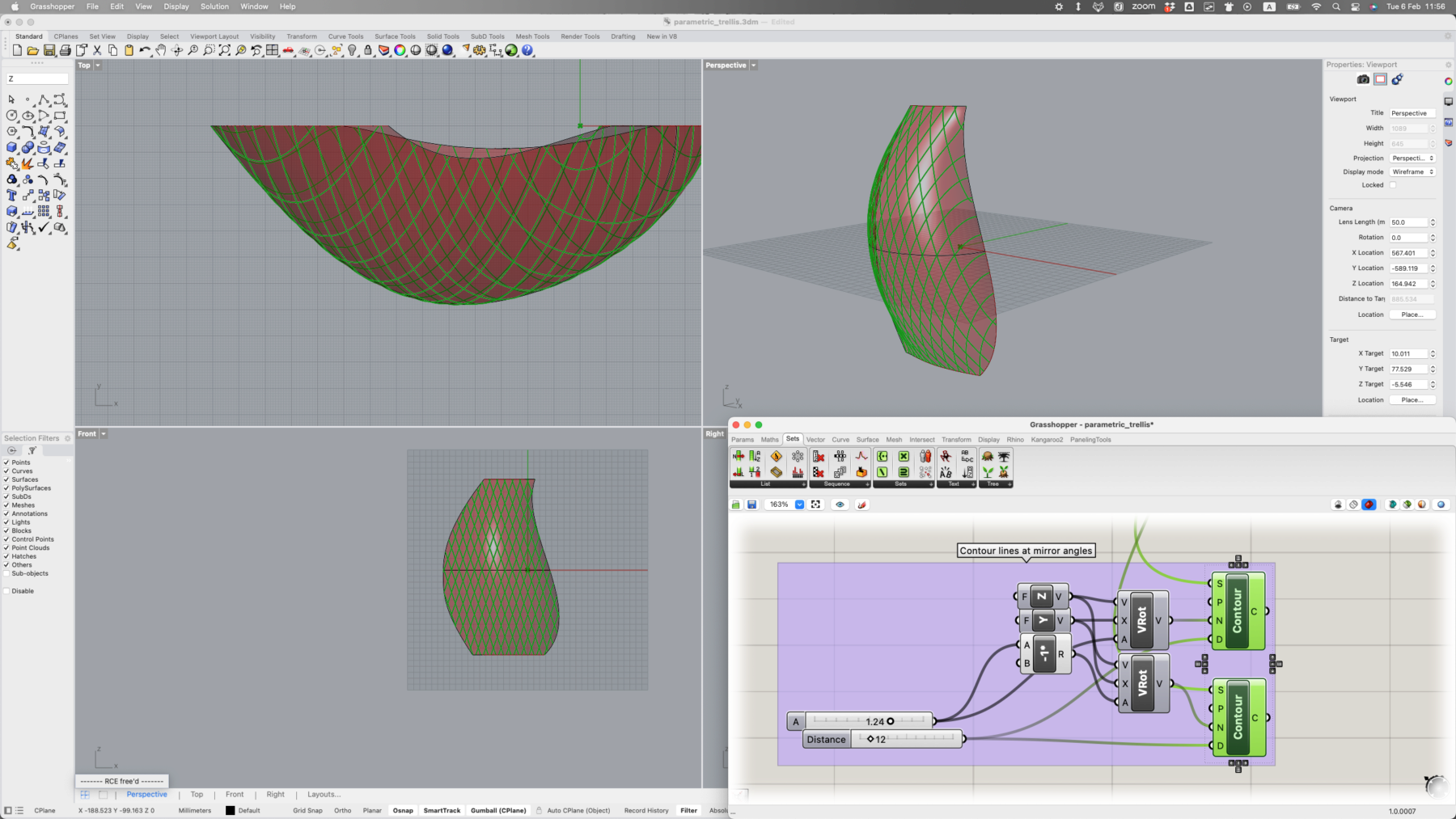 Contours before rotation