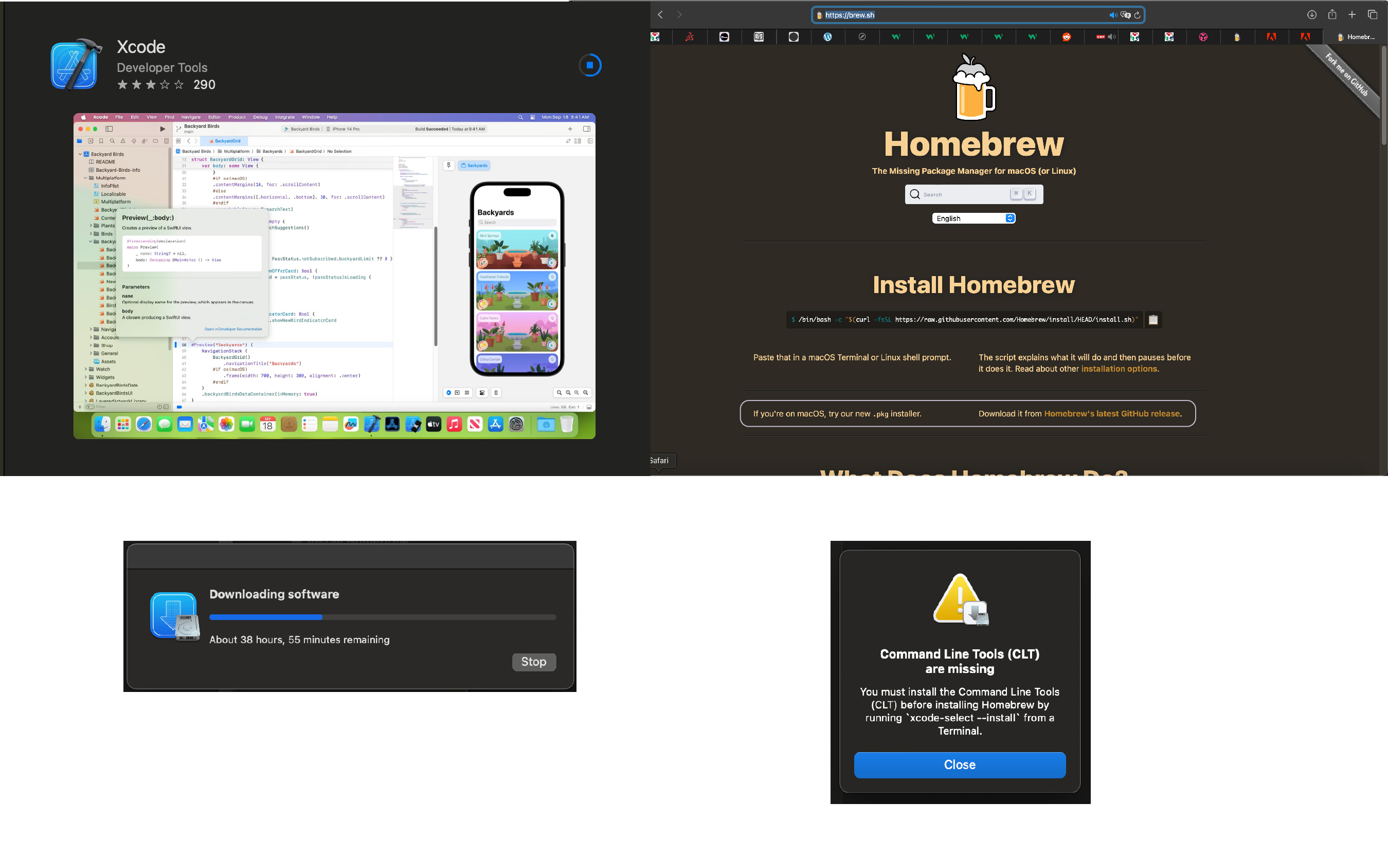 download xcode & homebrew