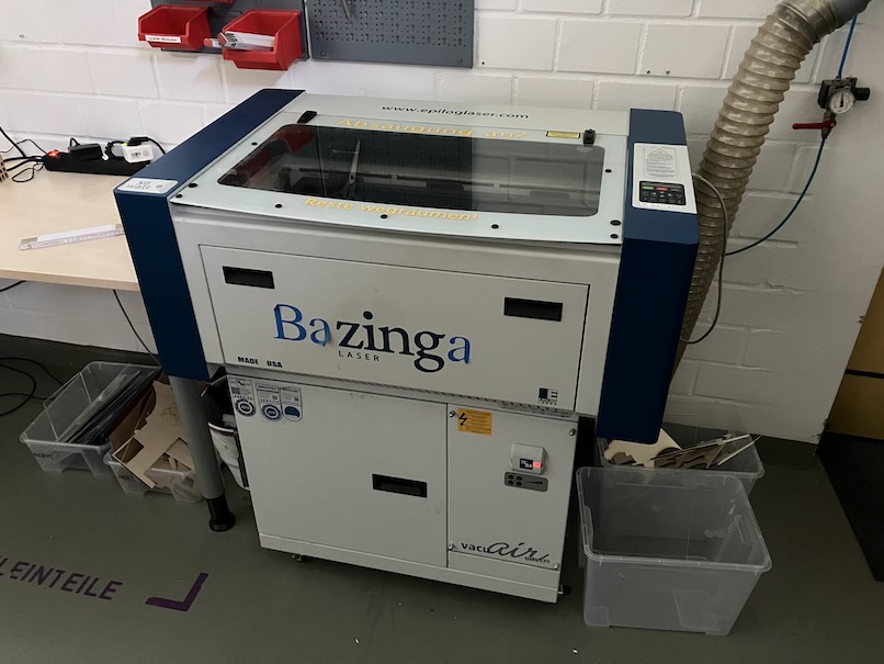 The laser cutter 'Bazinga' at the fablab