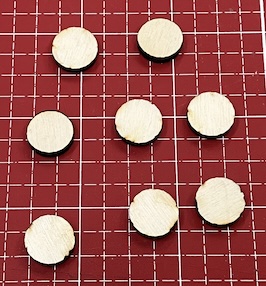 The first set of connector pieces, simple and featureless small circles