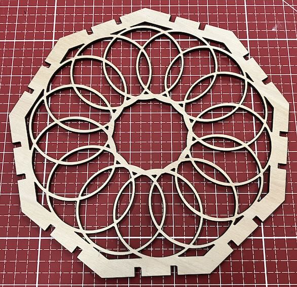 A test nonagon with a chained circles design inside