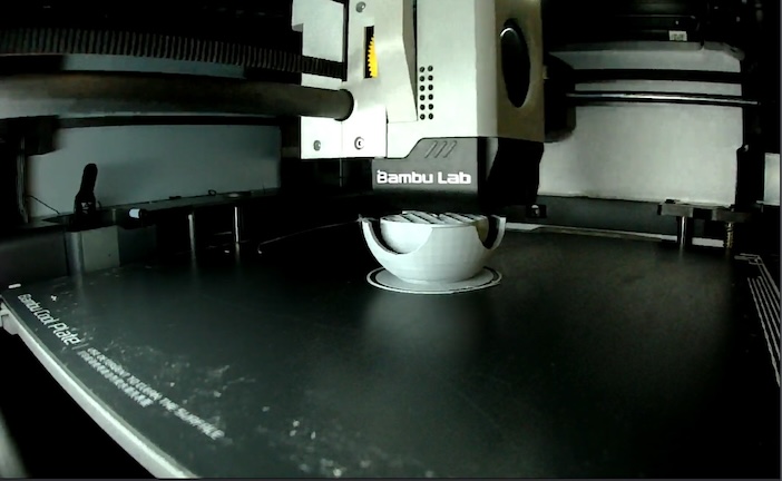 A screenshot of the printer's internal camera showing the part being printed