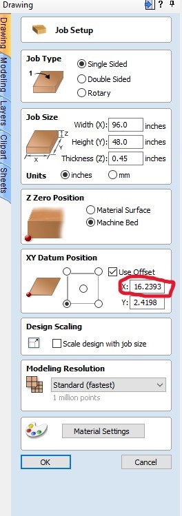 XY Datum Position