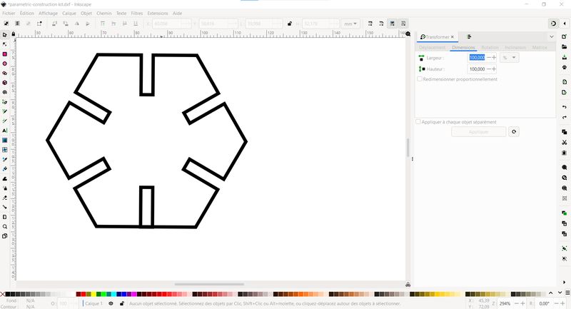 Printscreen of an hexagone drawn in Inkscape.