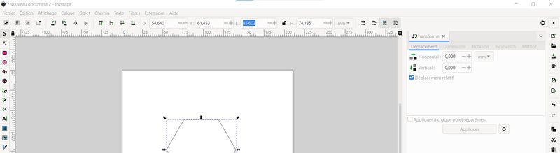 Printscreen of Inkscape's size changing tool in the top bar.