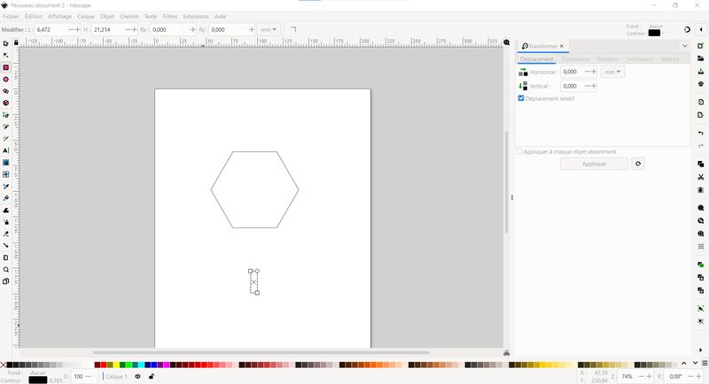 Printscreen of a rectangle drawn in Inkscape.