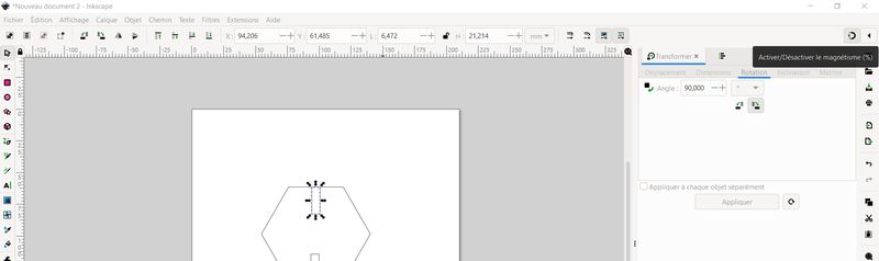 Printscreen of Inkscape's magnetism tool.