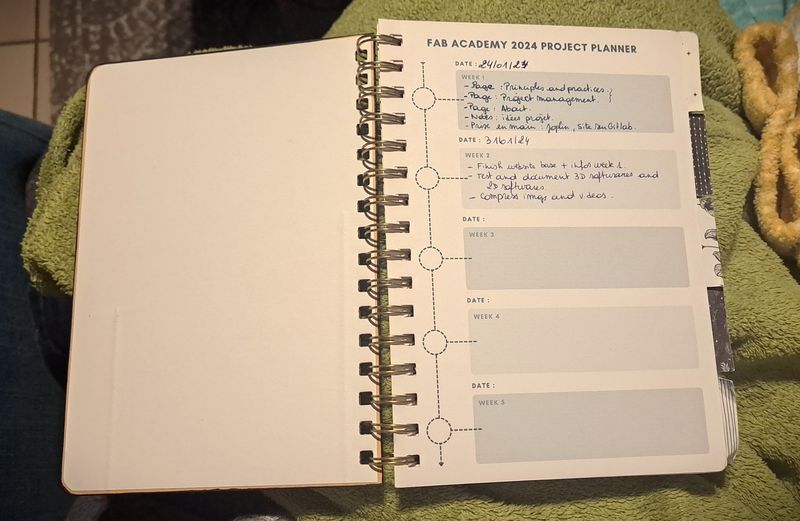 Picture of the weekly planner I added to my notebook