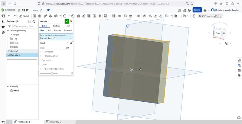 Printscreen of my attempt on Onshape without tutorials.