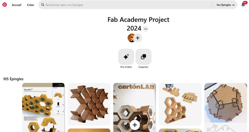 Printscreen of my Fab Academy project's pinboard on Pinterest